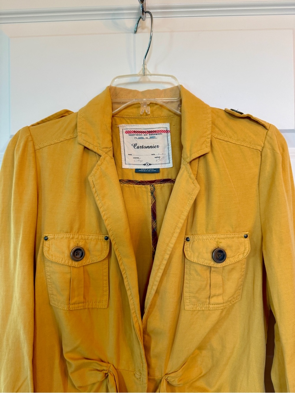 Anthropologie Cartonnier Mustard Tie-Waist Utility Safari Jacket